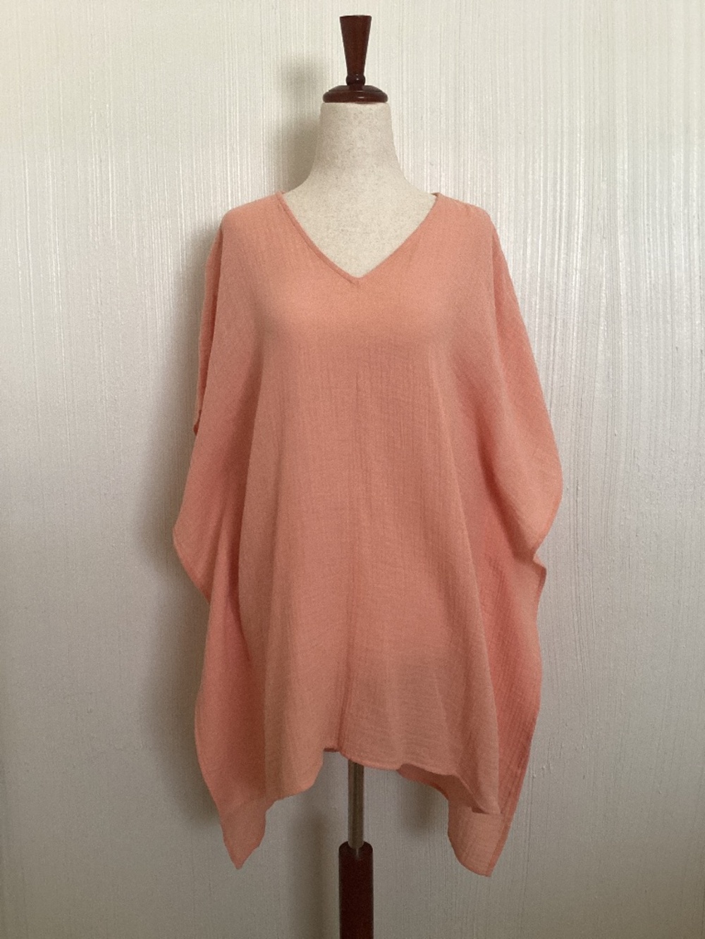 RARE $198 Eileen Fisher Pink Organic Cotton Gauze Mini Dress Caftan Cover Up XXS